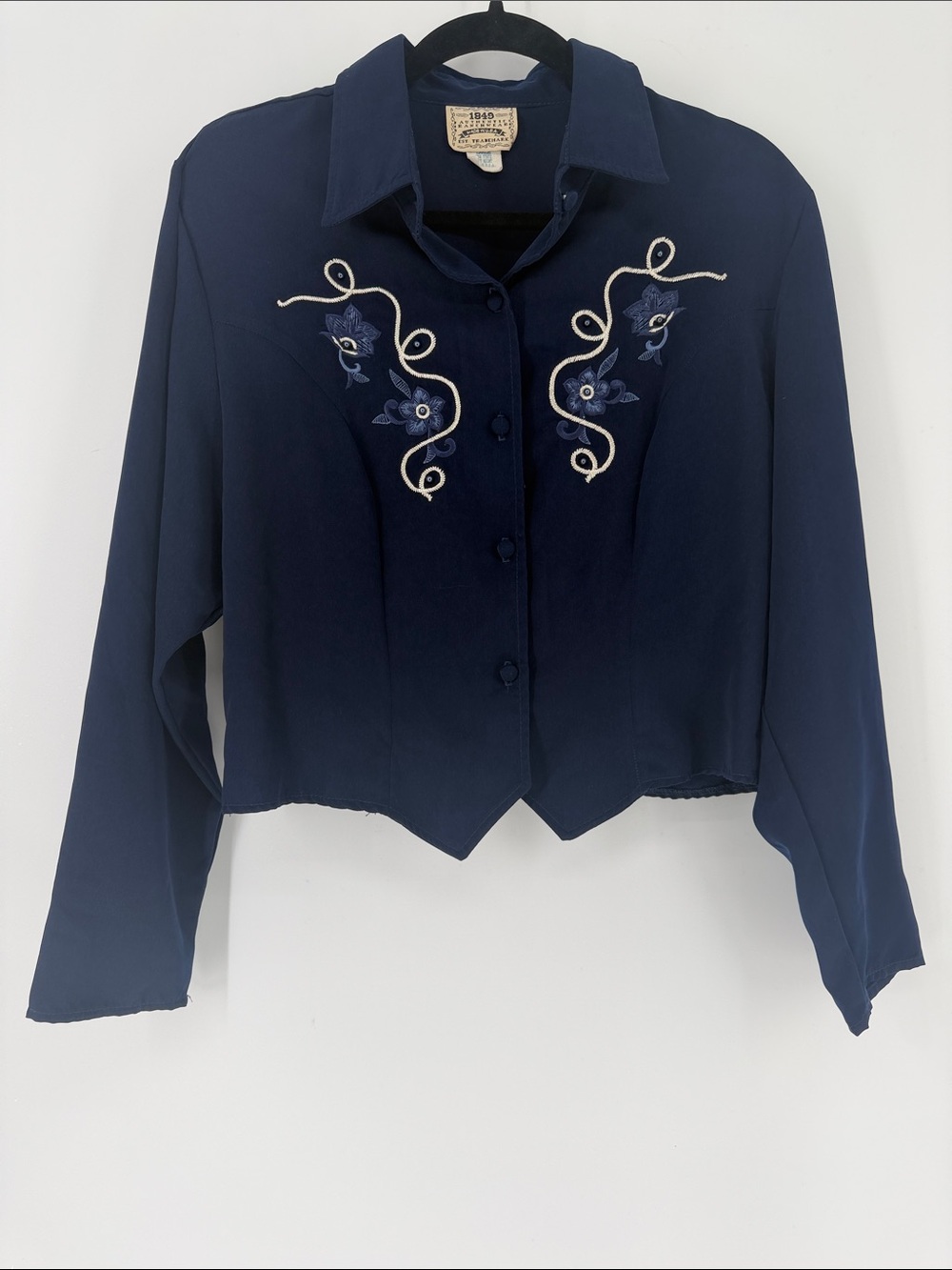Vintage 90s 1849 Ranchwear Western Embroidered Shirt Navy Large